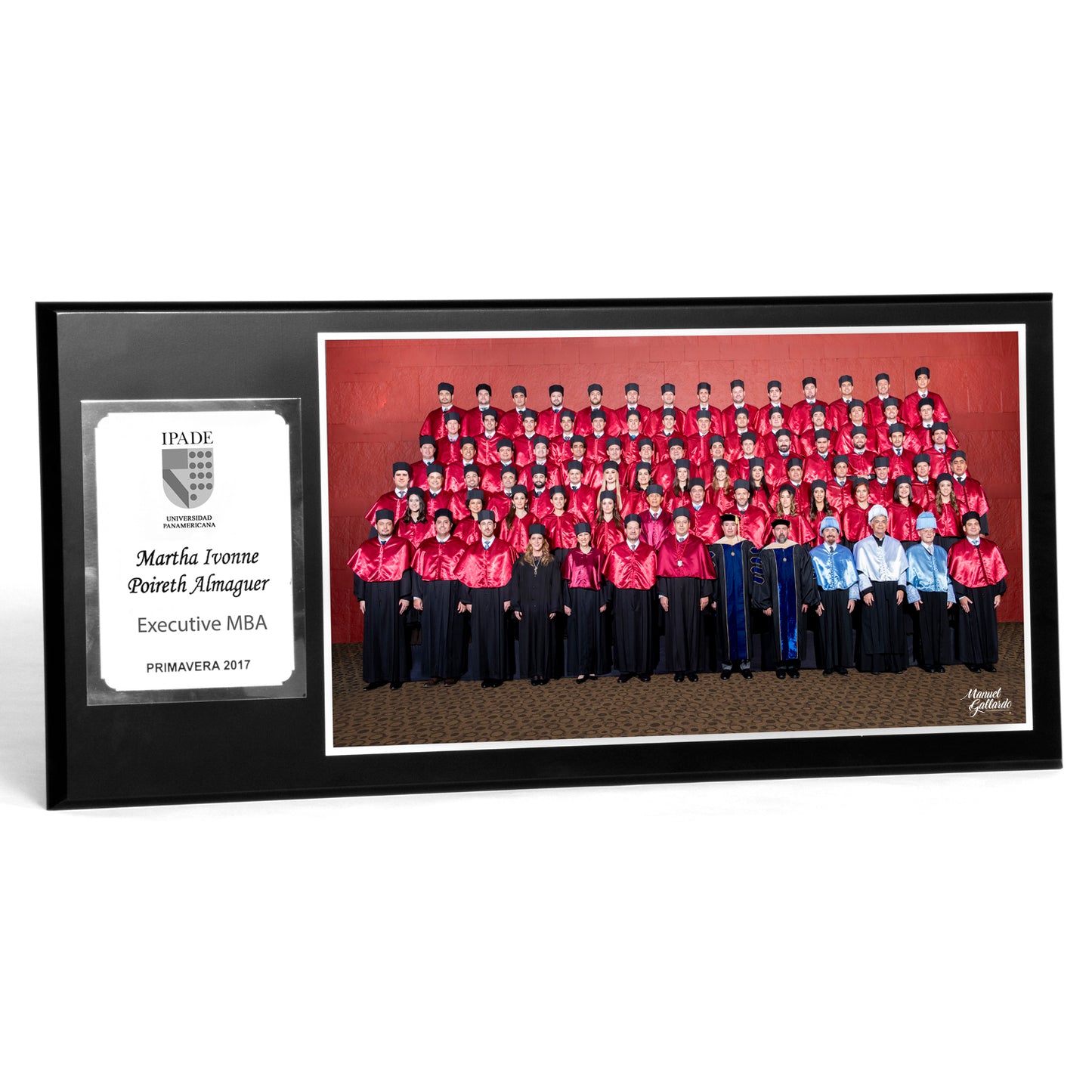 Modelo 2 - Foto 11x20” con placa plateada personalizada y base negra