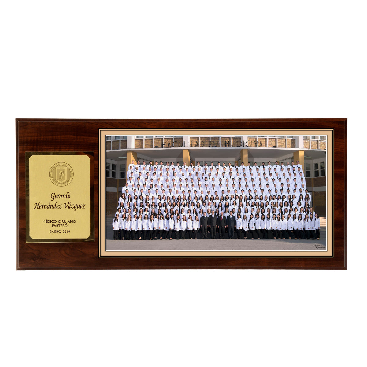 Modelo 1 - Foto 11x20" con placa dorada y base café