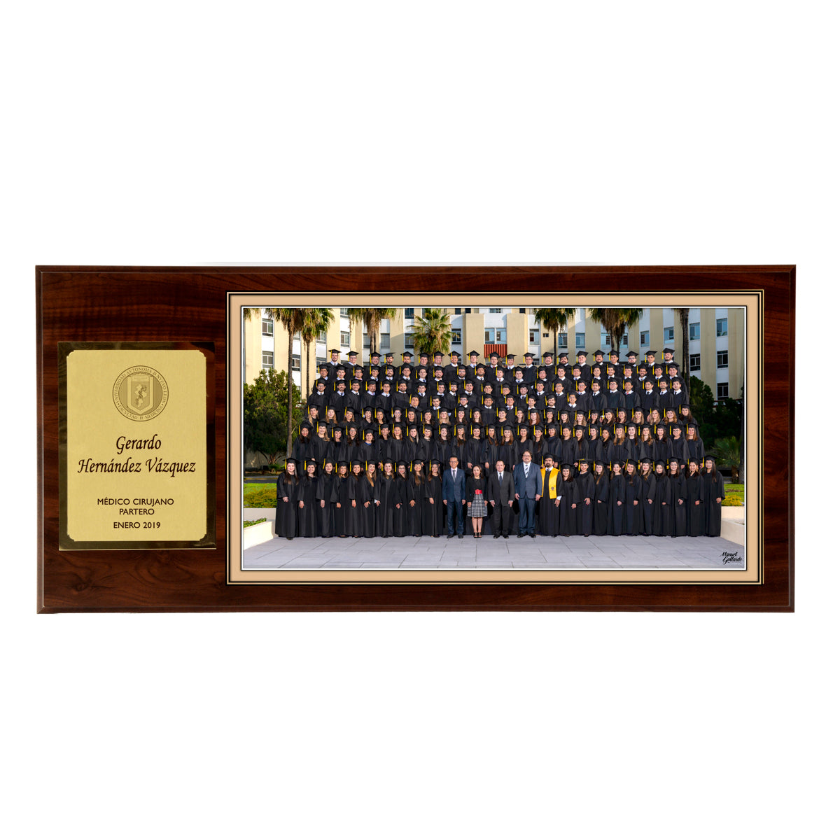 Modelo 1 - Foto 11x20" con placa dorada y base café