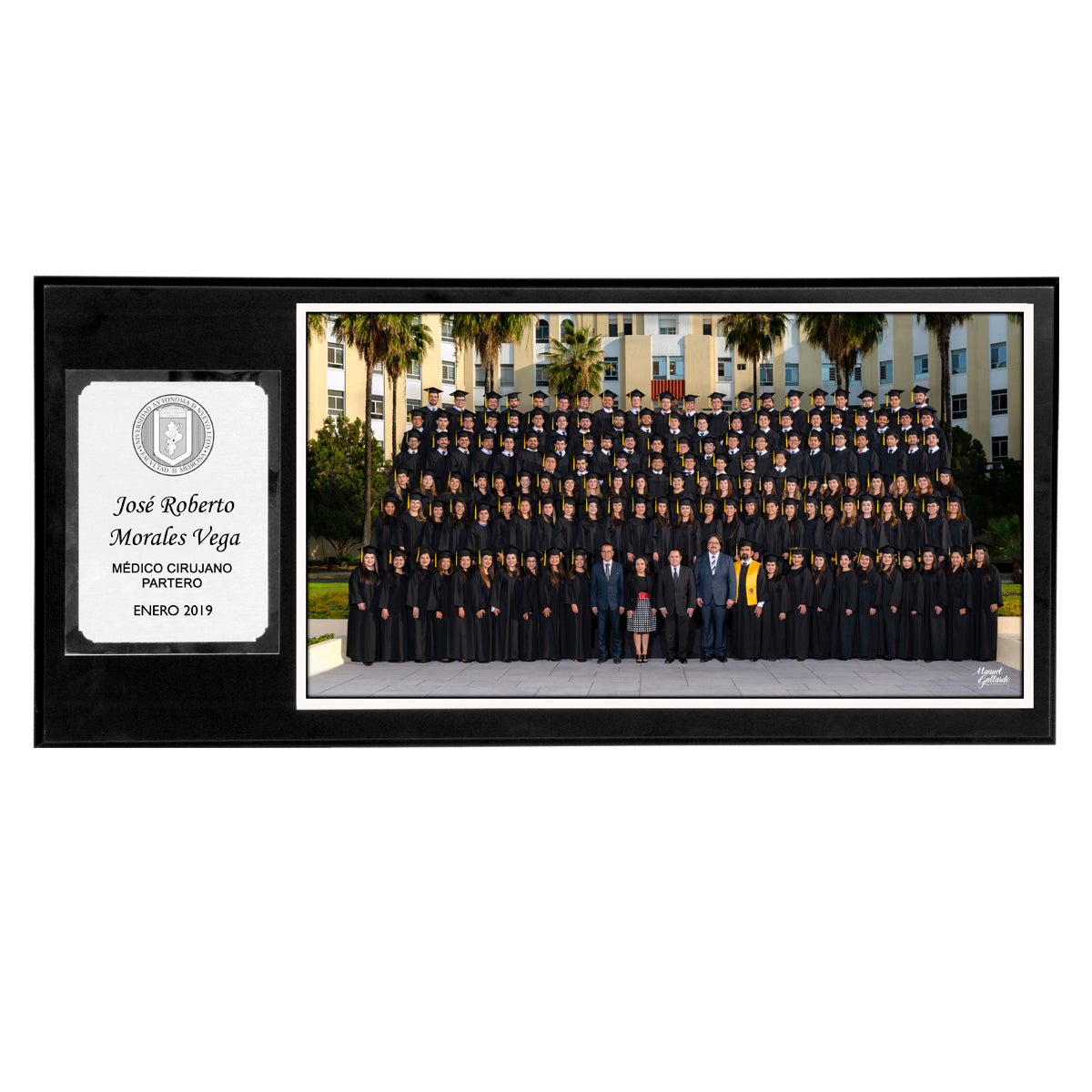 Modelo 2 - Foto 11x20" con placa plateada y base negra