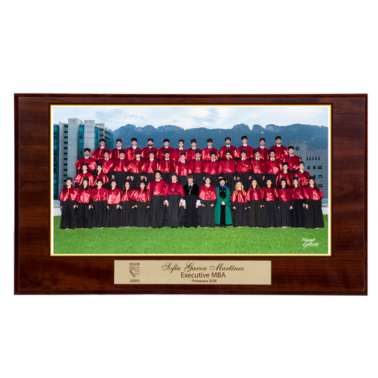 Modelo 19 - Foto 9x17” con placa dorada personalizada y base café